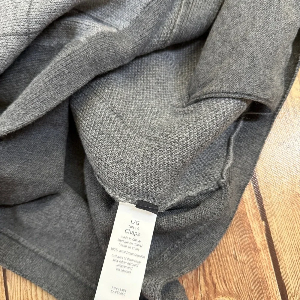 Chaps Big Sky Sweater Vest Mens Large Gray Windowpane Cotton Button Front NWT